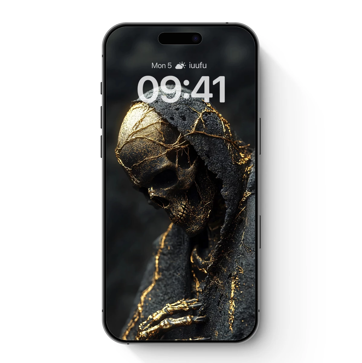 Golden Veins of Eternity: Gothic Skull Art