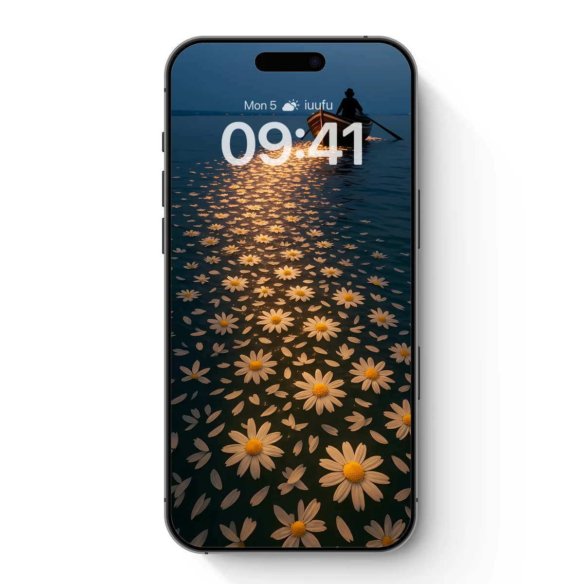 Daisy Path to Serenity: Rowboat on Floral Waters