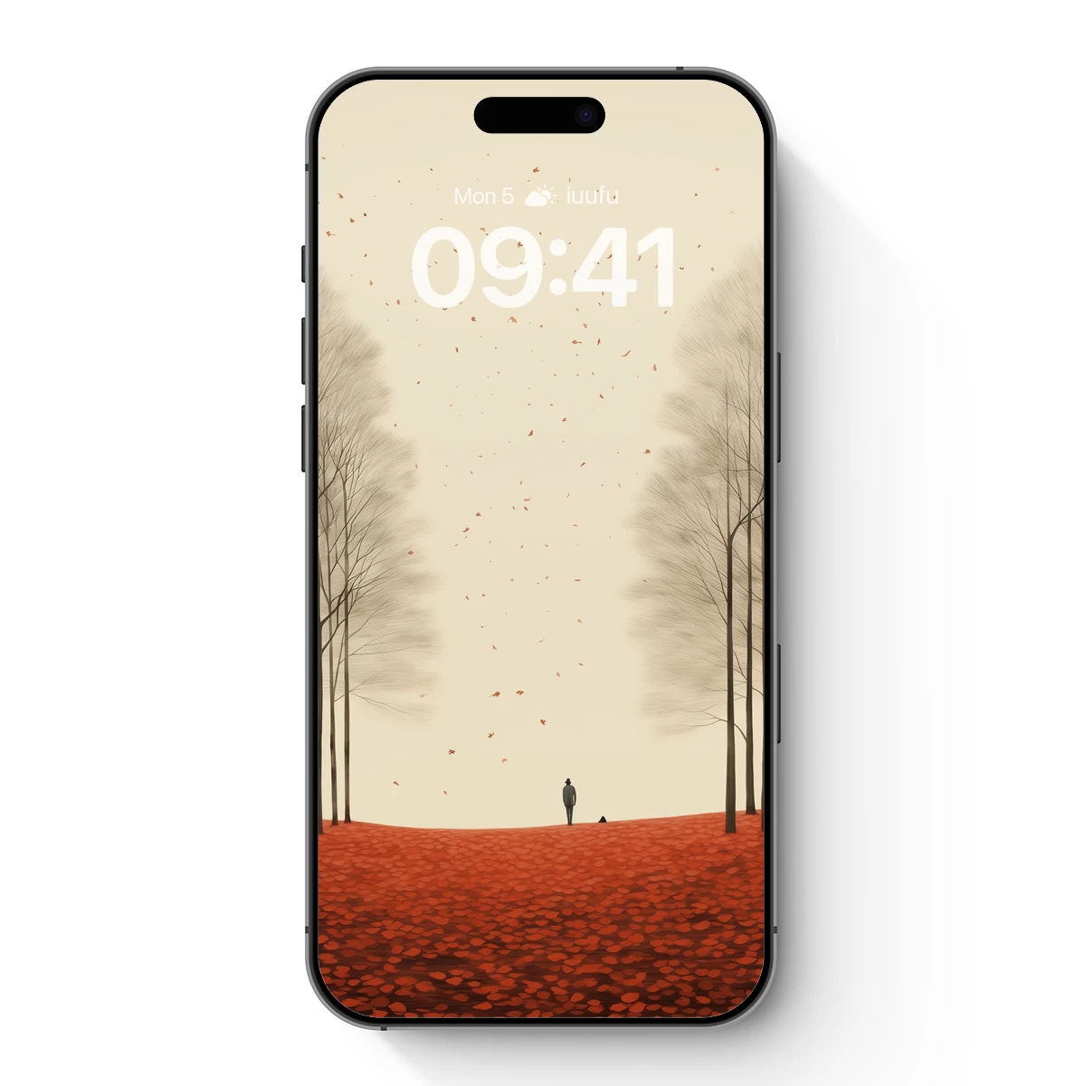 Autumn Solitude: A Lone Figure Amidst Falling Leaves