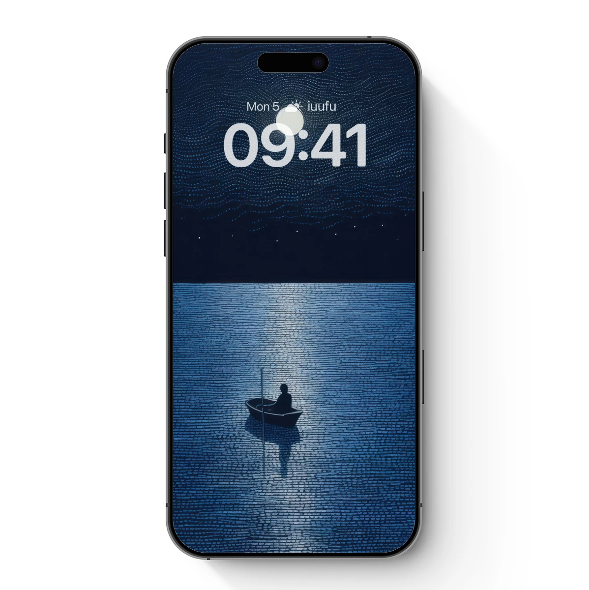 Moonlit Solitude: Digital Ocean Serenity