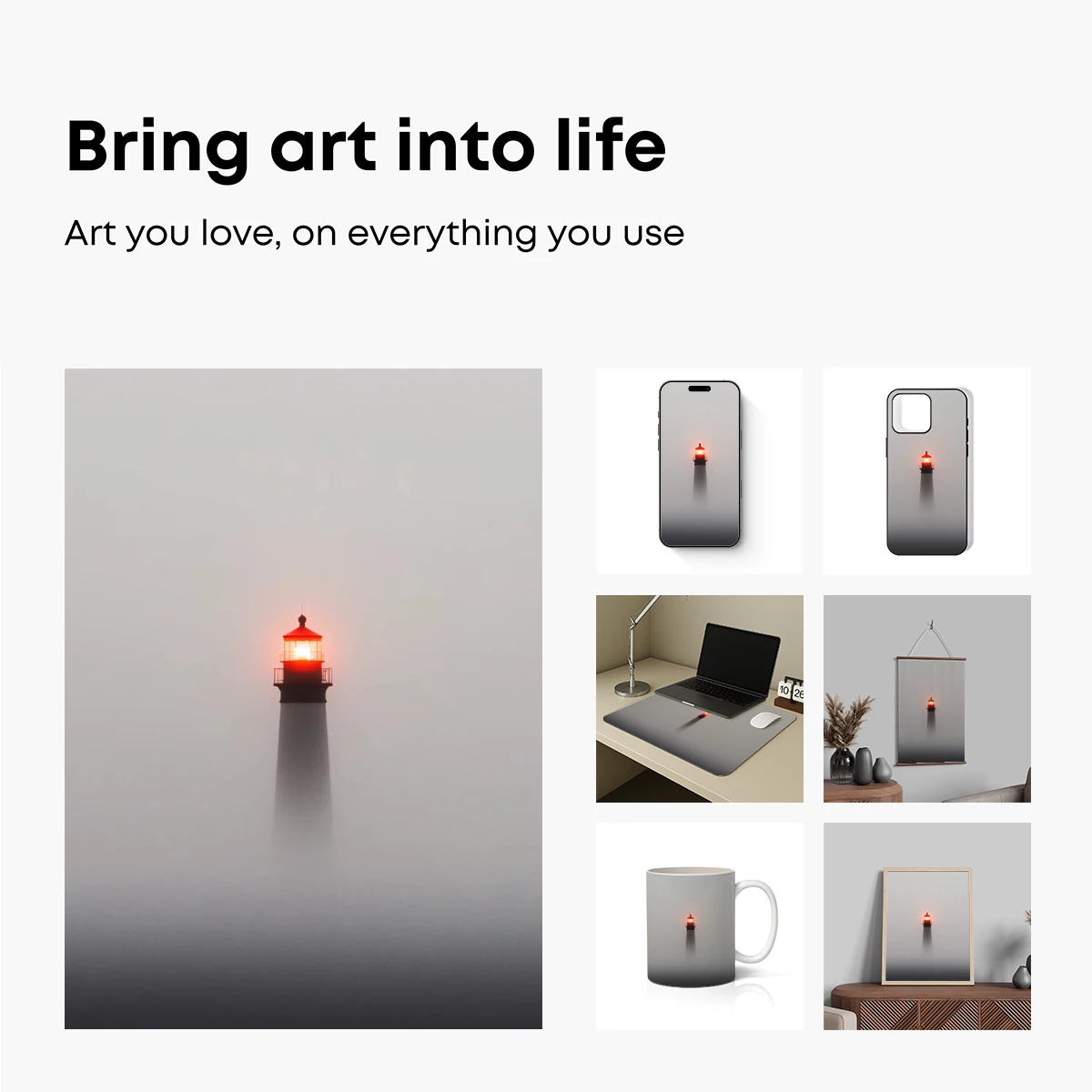 Foggy Lighthouse Beacon: Solitude in Mist - Image 2