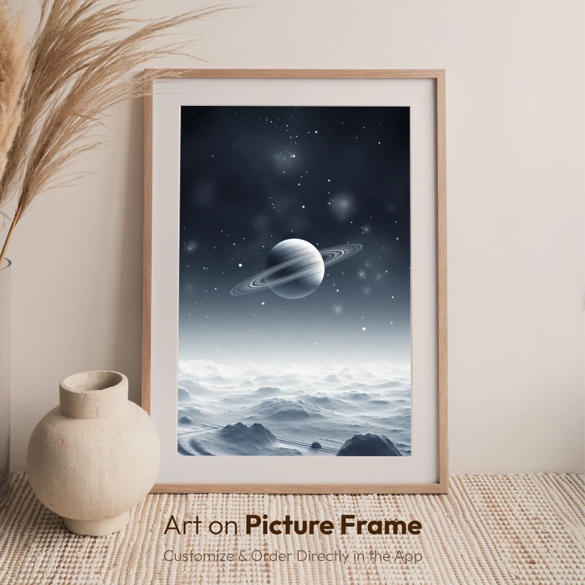 Ethereal Saturn Rise Over Lunar Landscape - Image 7