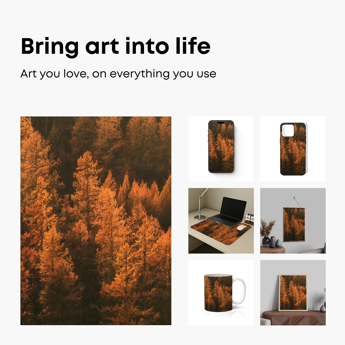 Golden Forest Glow: Autumnal Pine Splendor - Image 2