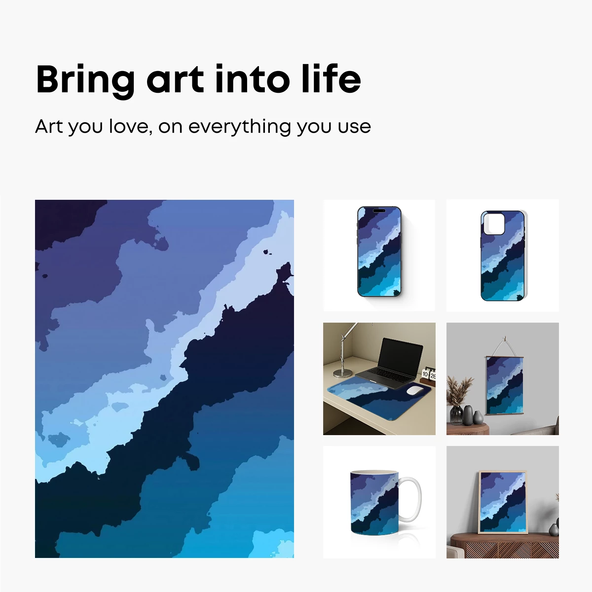 Abstract Coastal Odyssey: Blue Tones Merge with Landscapes - Image 2