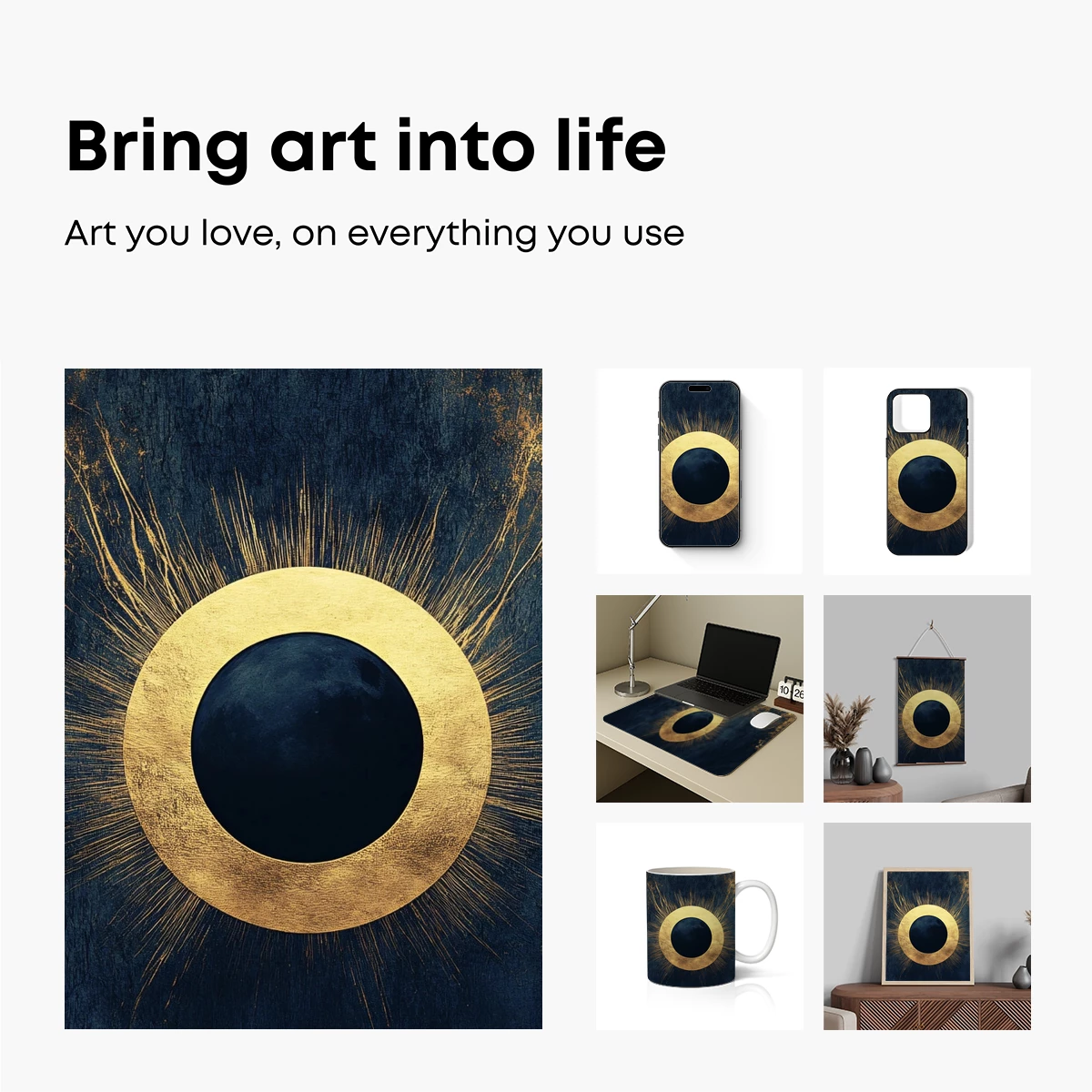 Eclipse of Eternity: Golden Halo on Midnight Canvas - Image 2