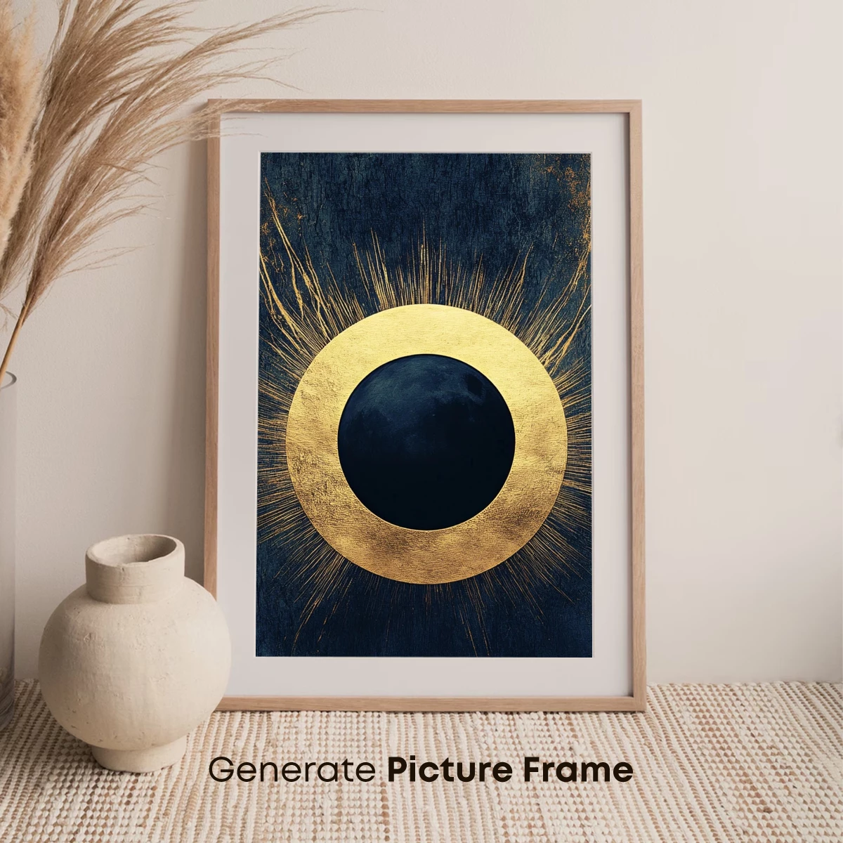 Eclipse of Eternity: Golden Halo on Midnight Canvas - Image 7