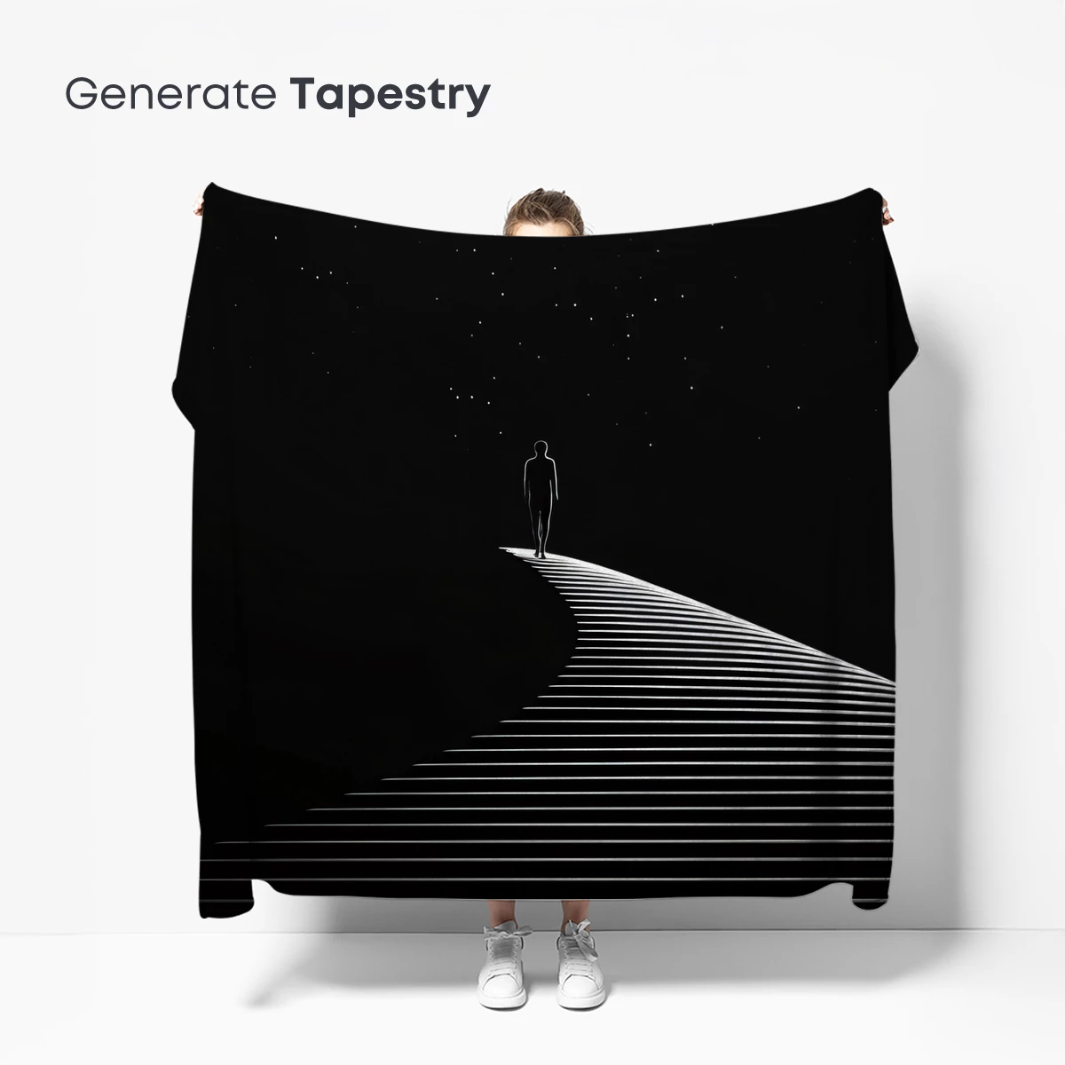 Eternal Ascent: Solitary Figure on Cosmic Staircase - Image 5