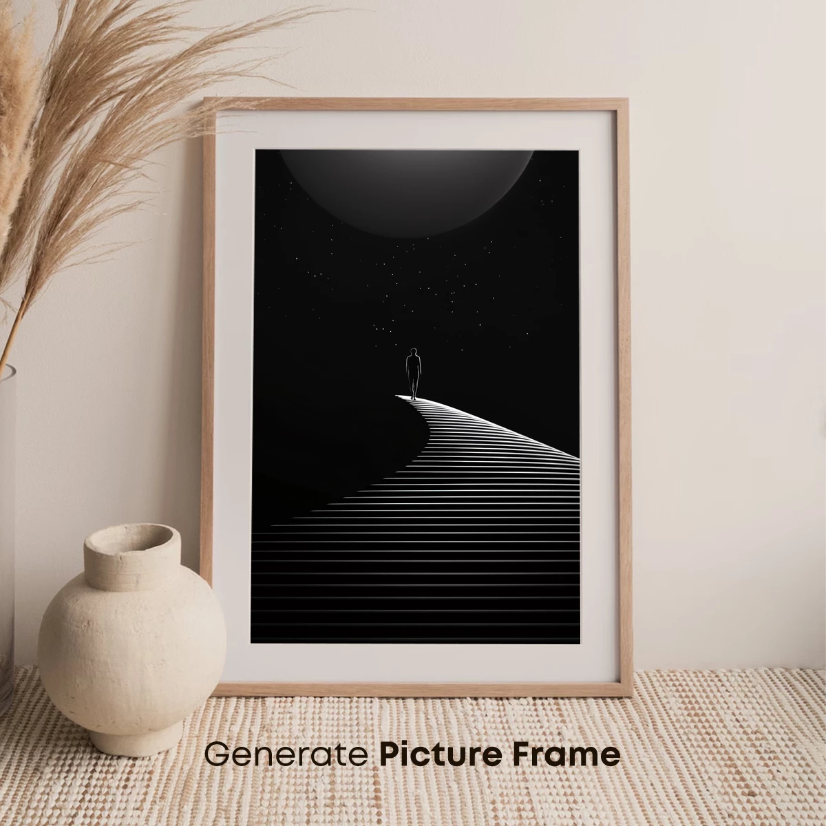 Eternal Ascent: Solitary Figure on Cosmic Staircase - Image 7