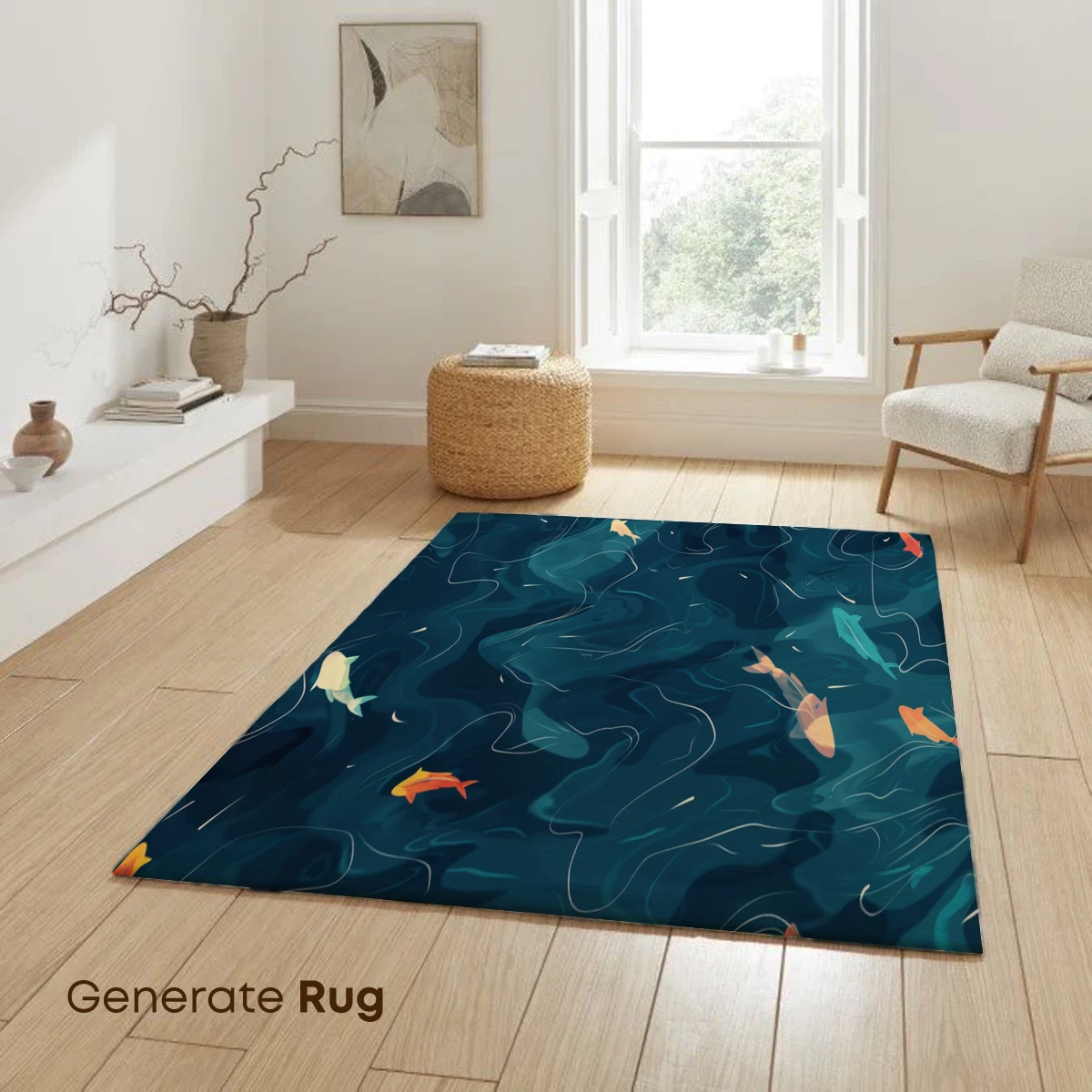 Aquatic Whispers: Koi Fish in Abstract Waves - Image 6