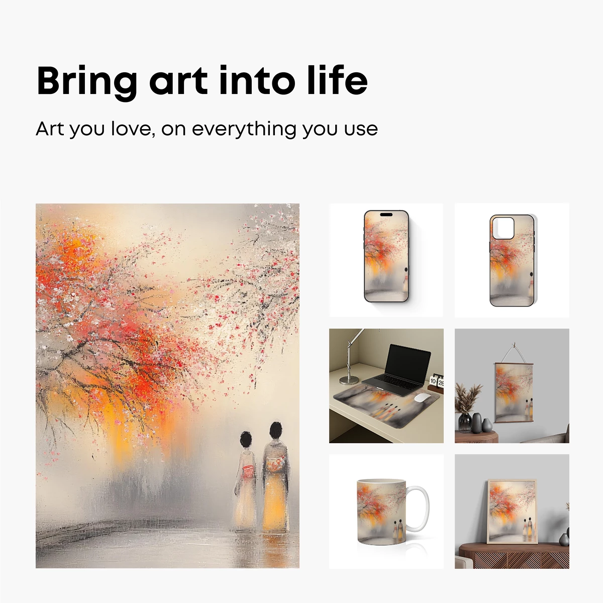Cherry Blossom Serenade: Four Figures in Harmony - Image 2