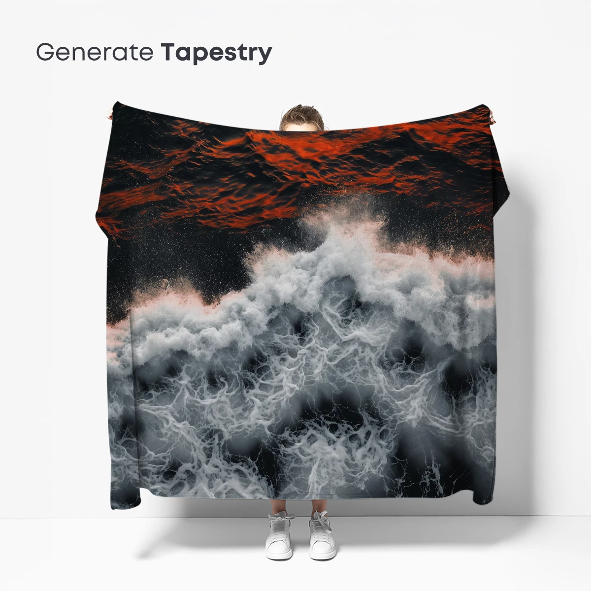 Crimson Tide: Stormy Ocean Waves at Sunset - Image 5