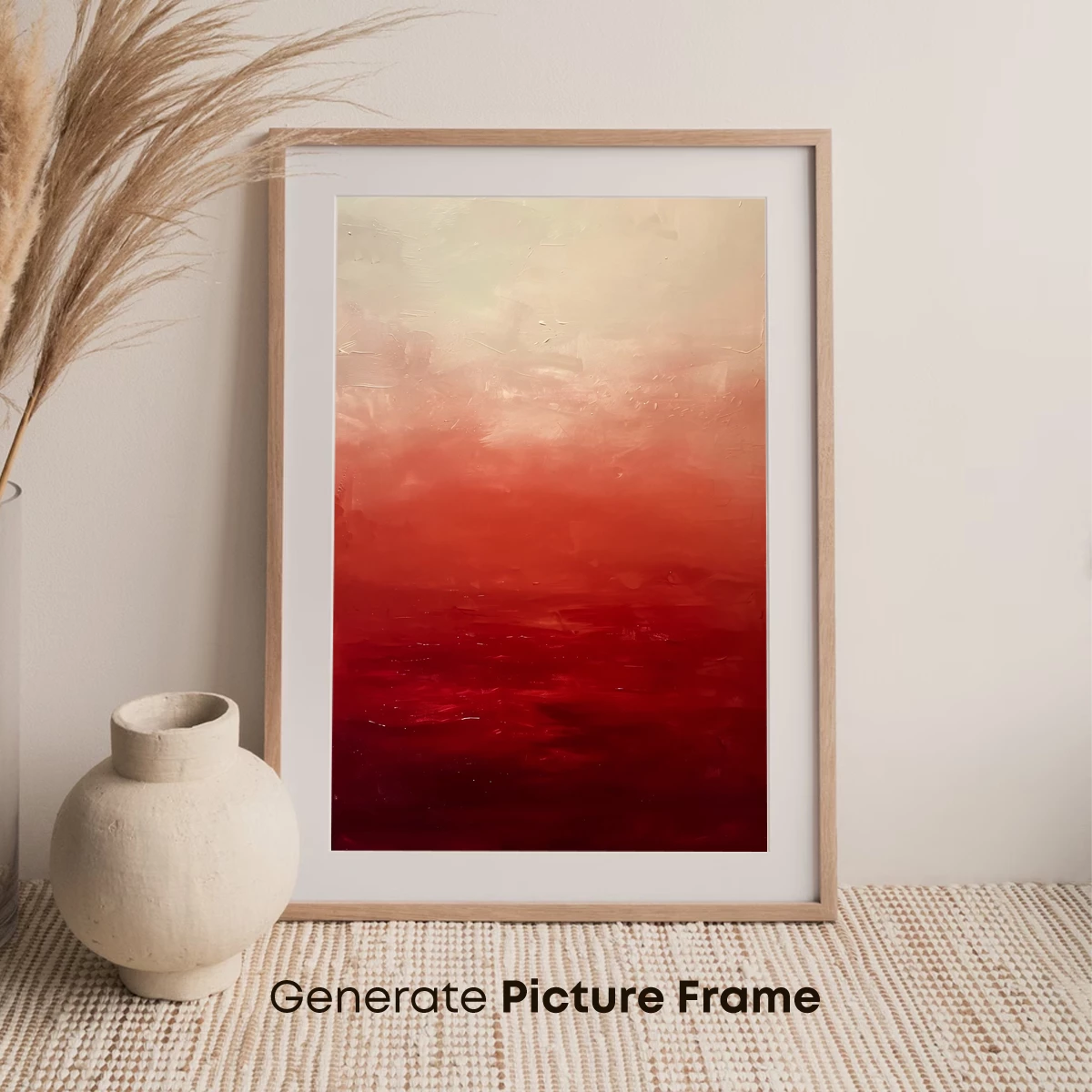Crimson Horizon: Abstract Ombre Canvas - Image 7