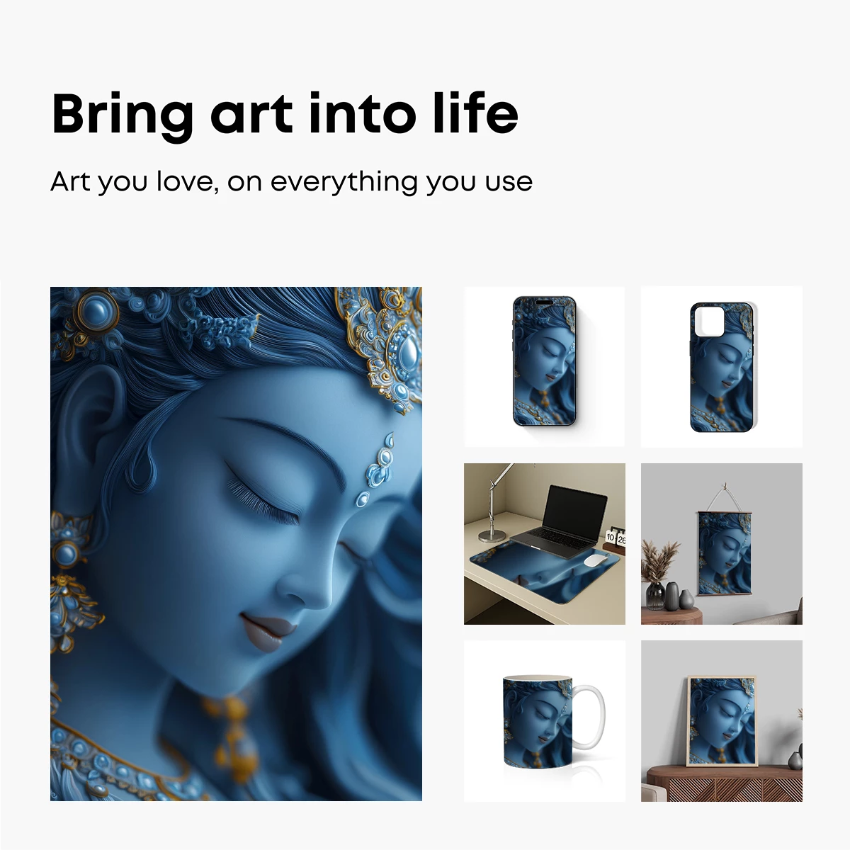 Ethereal Blue Serenity: Divine Feminine Artistry - Image 2