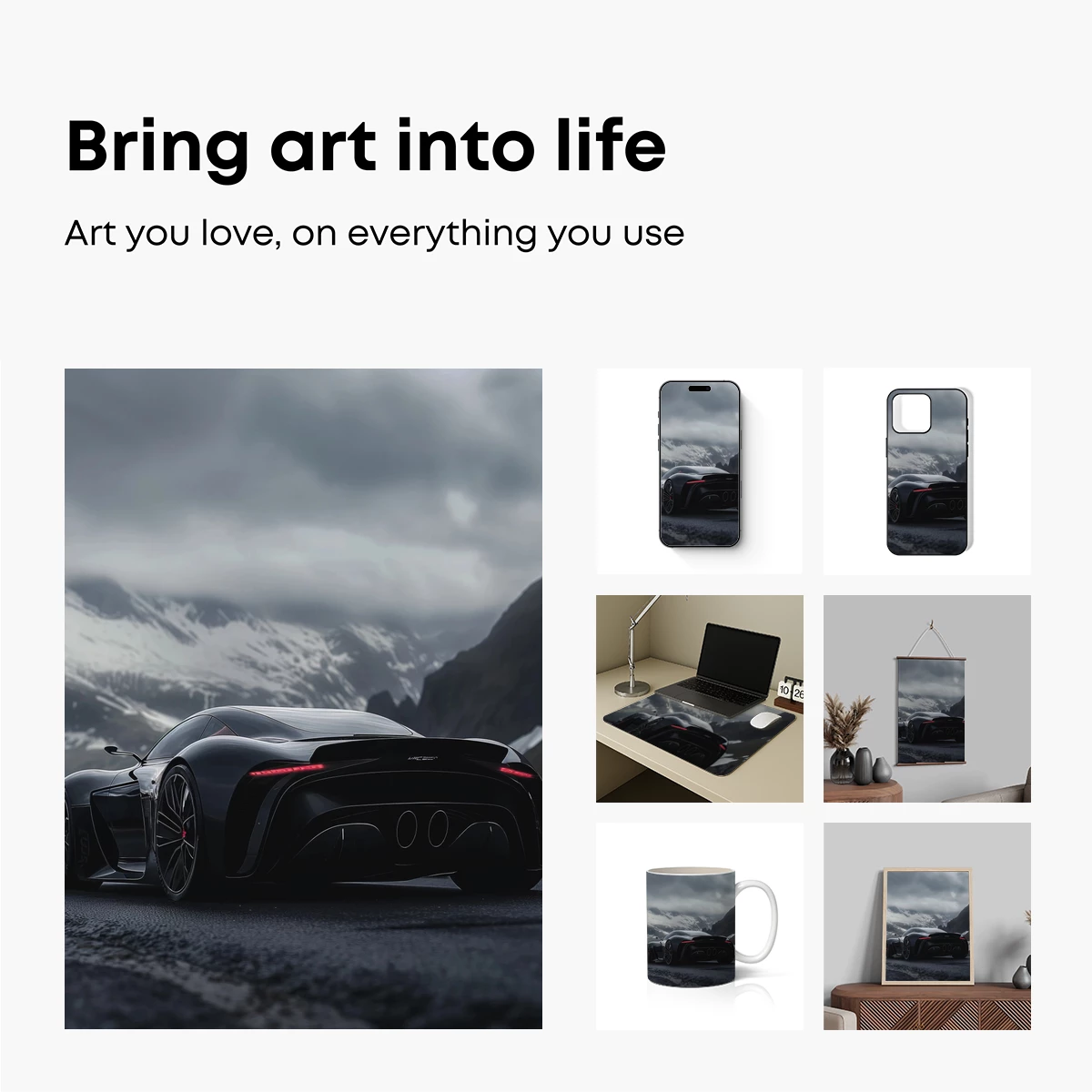 Eclipse in Motion: Futuristic Supercar Against Snowy Peaks - Image 2