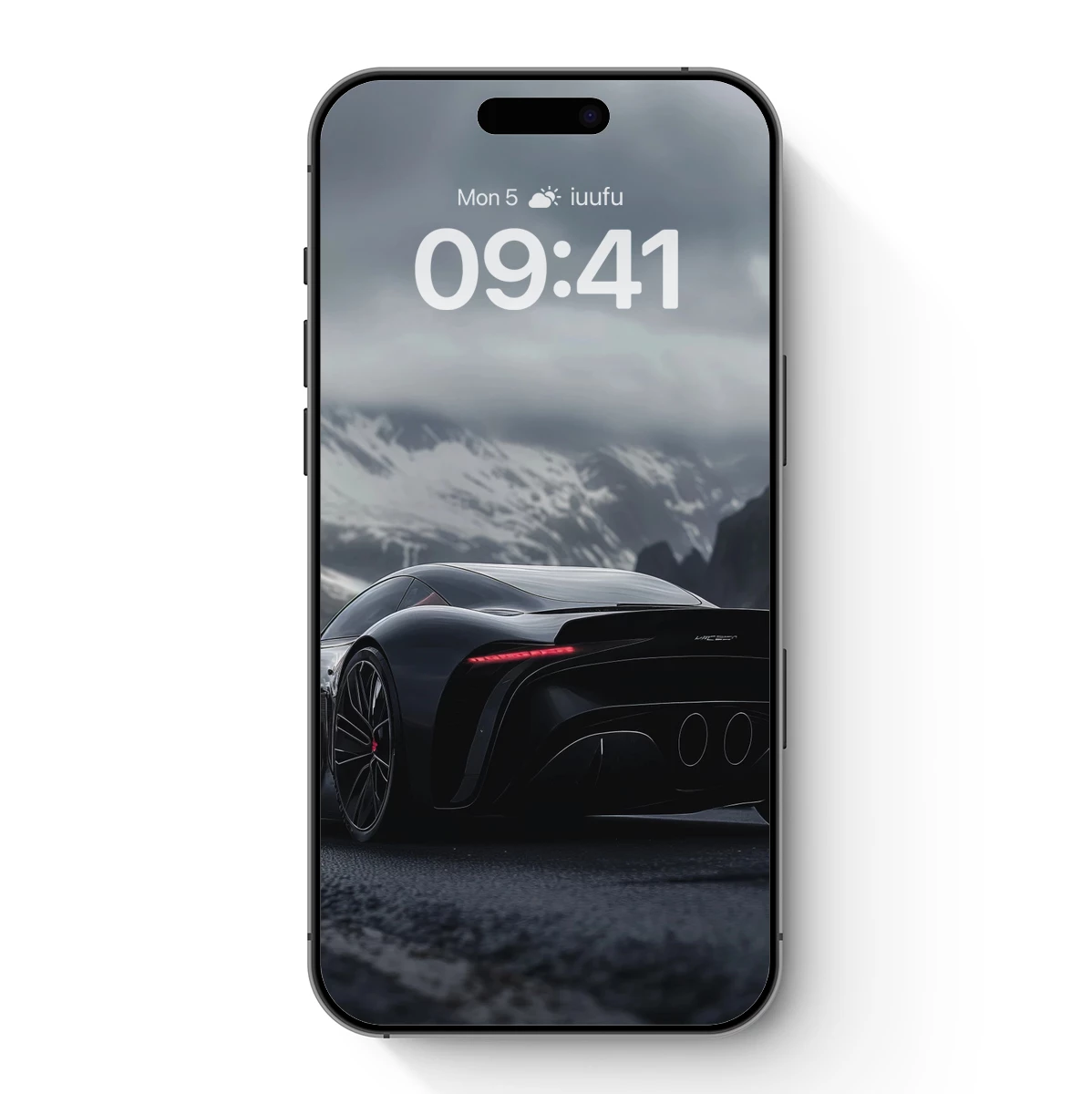 Eclipse in Motion: Futuristic Supercar Against Snowy Peaks