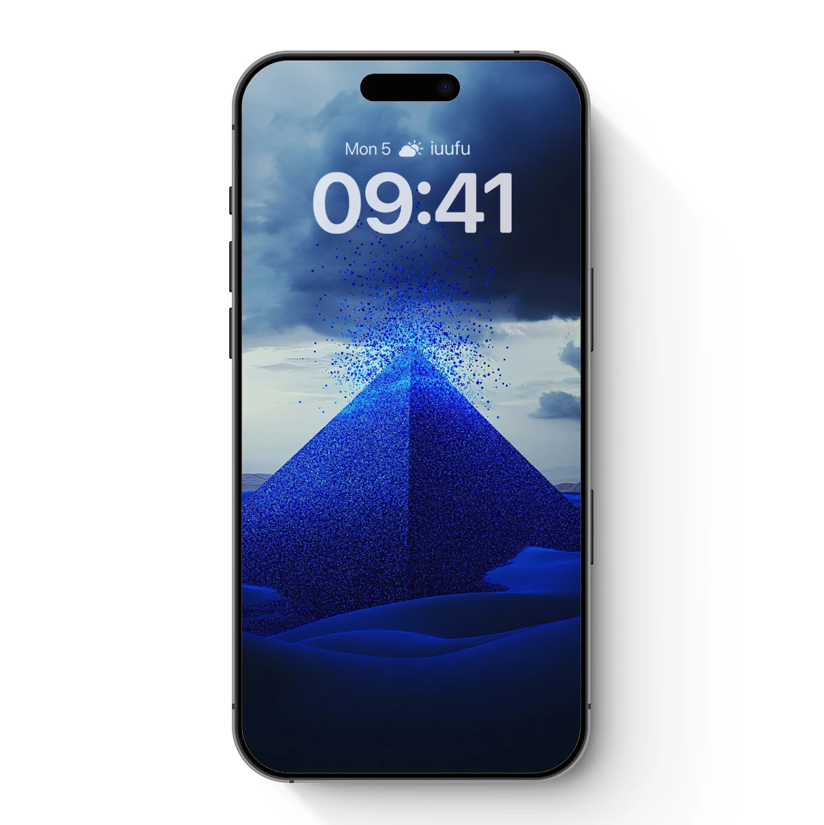 Blue Pyramidal Eruption in Desert Sands