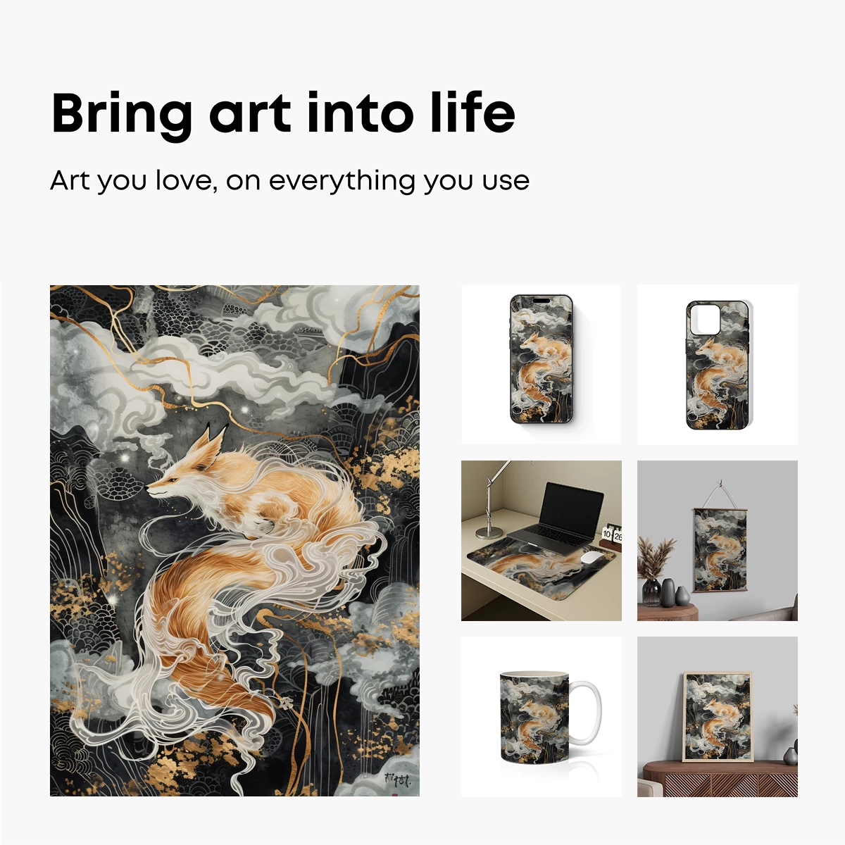 Ethereal Fox in Clouds: Fusion of Myth and Art - Image 2