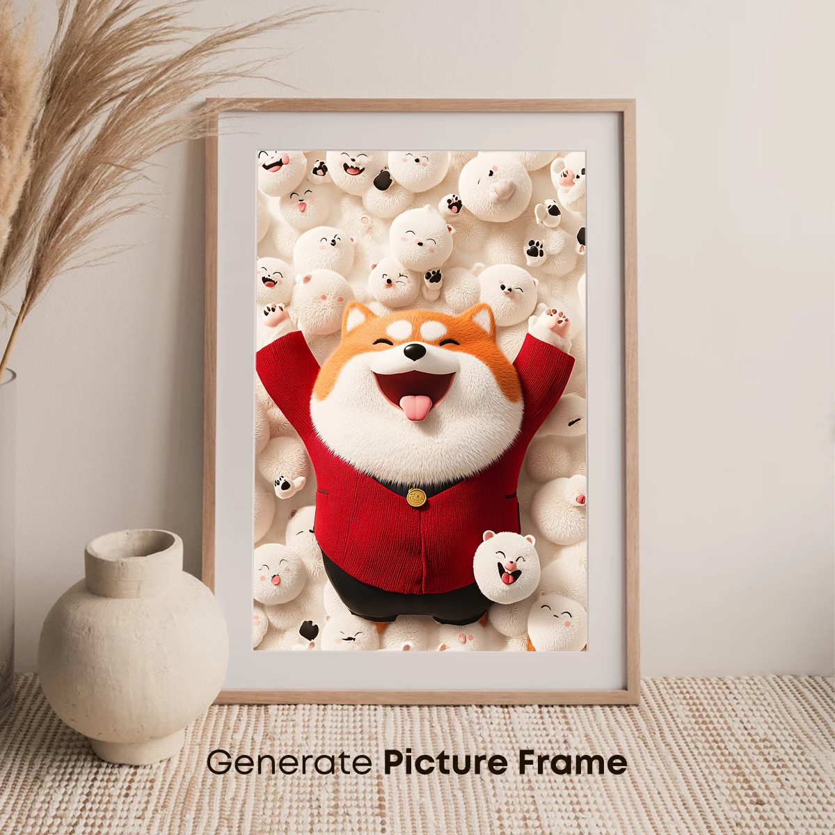 Joyful Shiba in a Sea of Fluffy Friends - Image 7