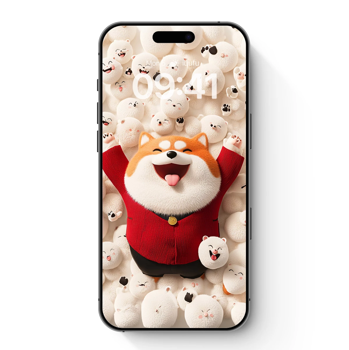 Joyful Shiba in a Sea of Fluffy Friends Joyful Shiba in a Sea of Fluffy Friends