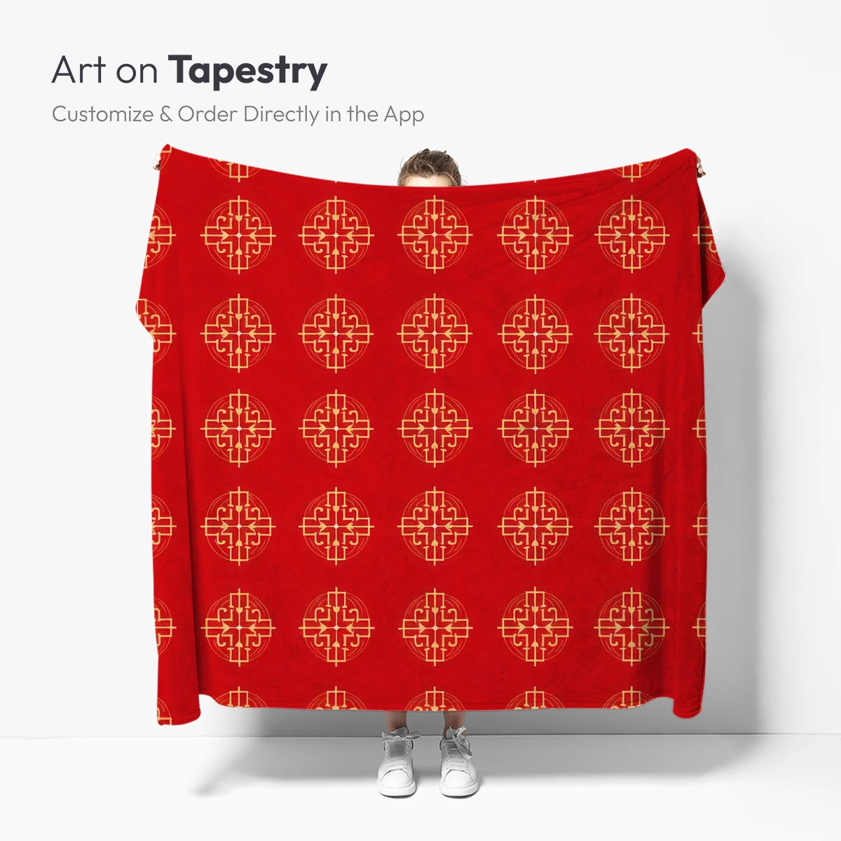 Golden Crosses on Crimson: A Harmonic Geometric Symphony - Image 4