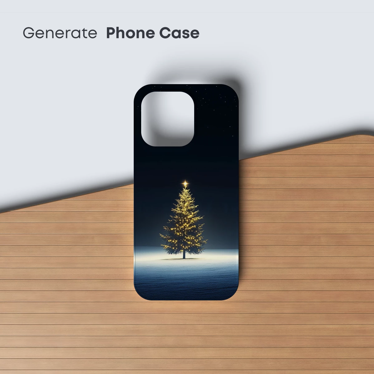 Illuminated Solitude: Glowing Christmas Tree in Snowy Night - Image 3