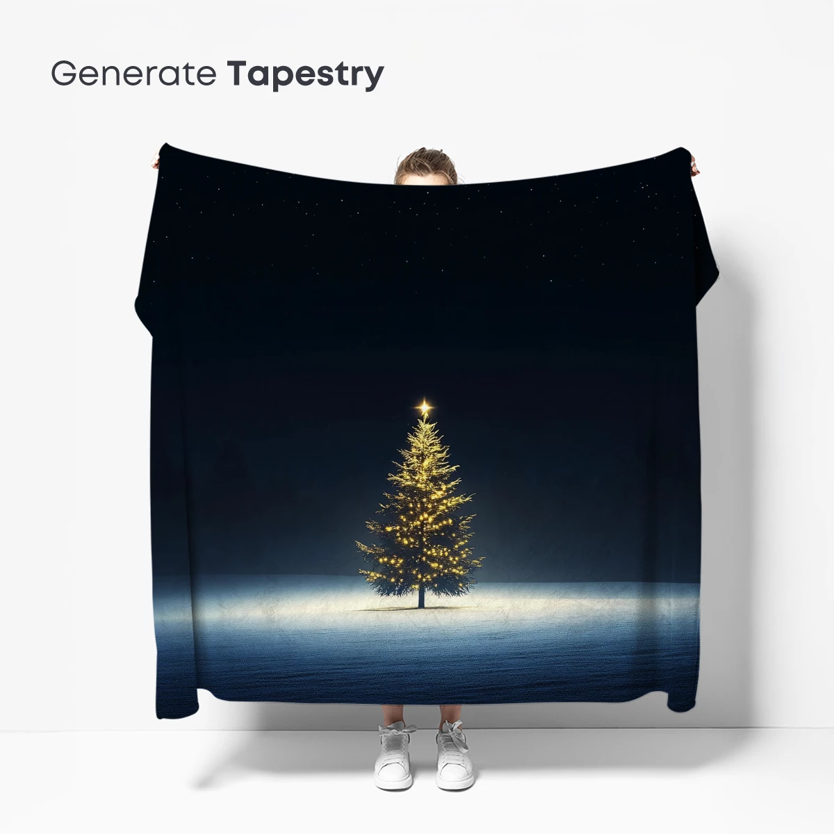 Illuminated Solitude: Glowing Christmas Tree in Snowy Night - Image 5