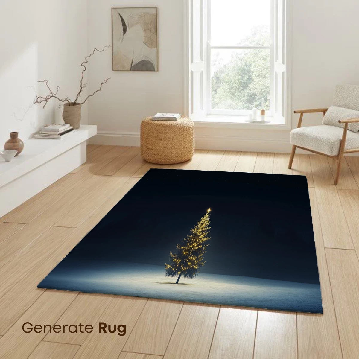 Illuminated Solitude: Glowing Christmas Tree in Snowy Night - Image 6