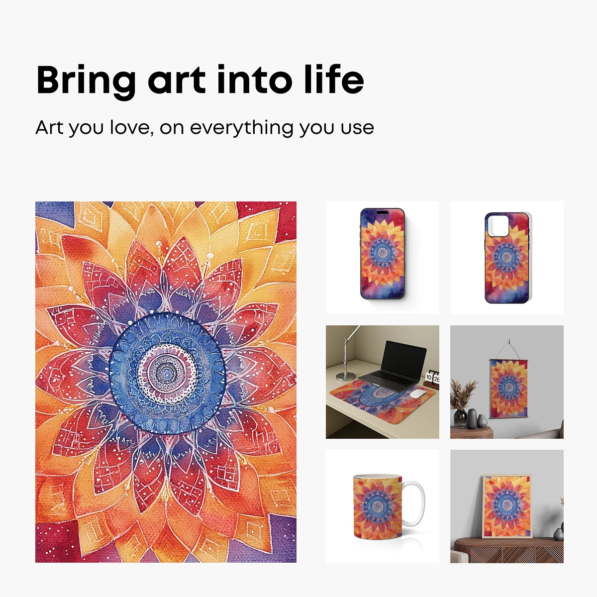 Cosmic Lotus Bloom: Watercolor Mandala Art - Image 2