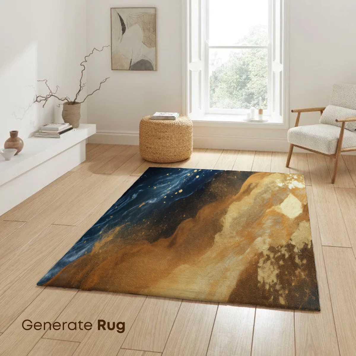 Cosmic Dust Symphony: Gold and Blue Nebula - Image 6