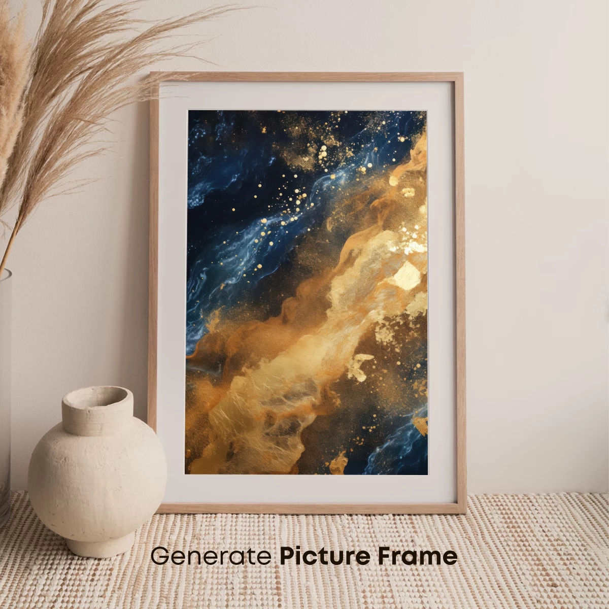 Cosmic Dust Symphony: Gold and Blue Nebula - Image 7