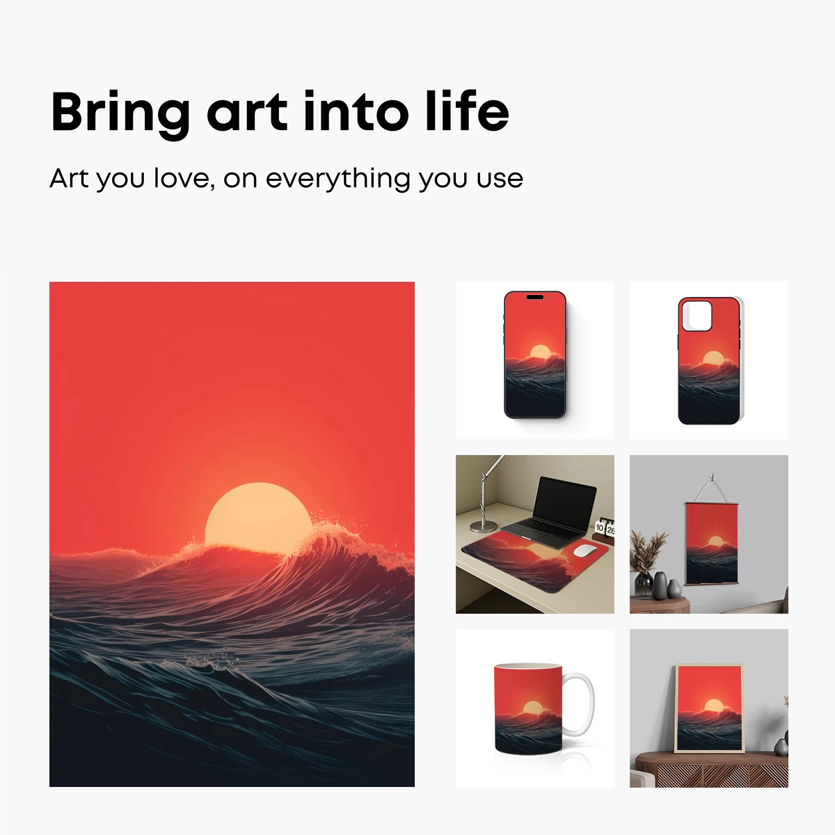 Crimson Sunset Over Ocean Waves - Image 2