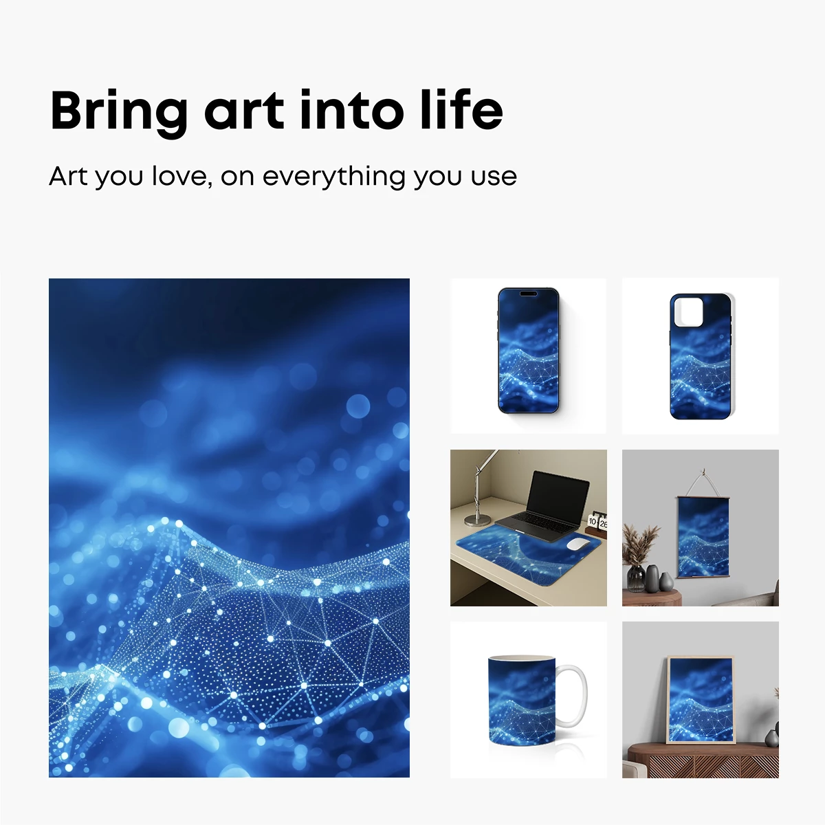 Blue Luminescent Waves: Digital Constellation Art - Image 2