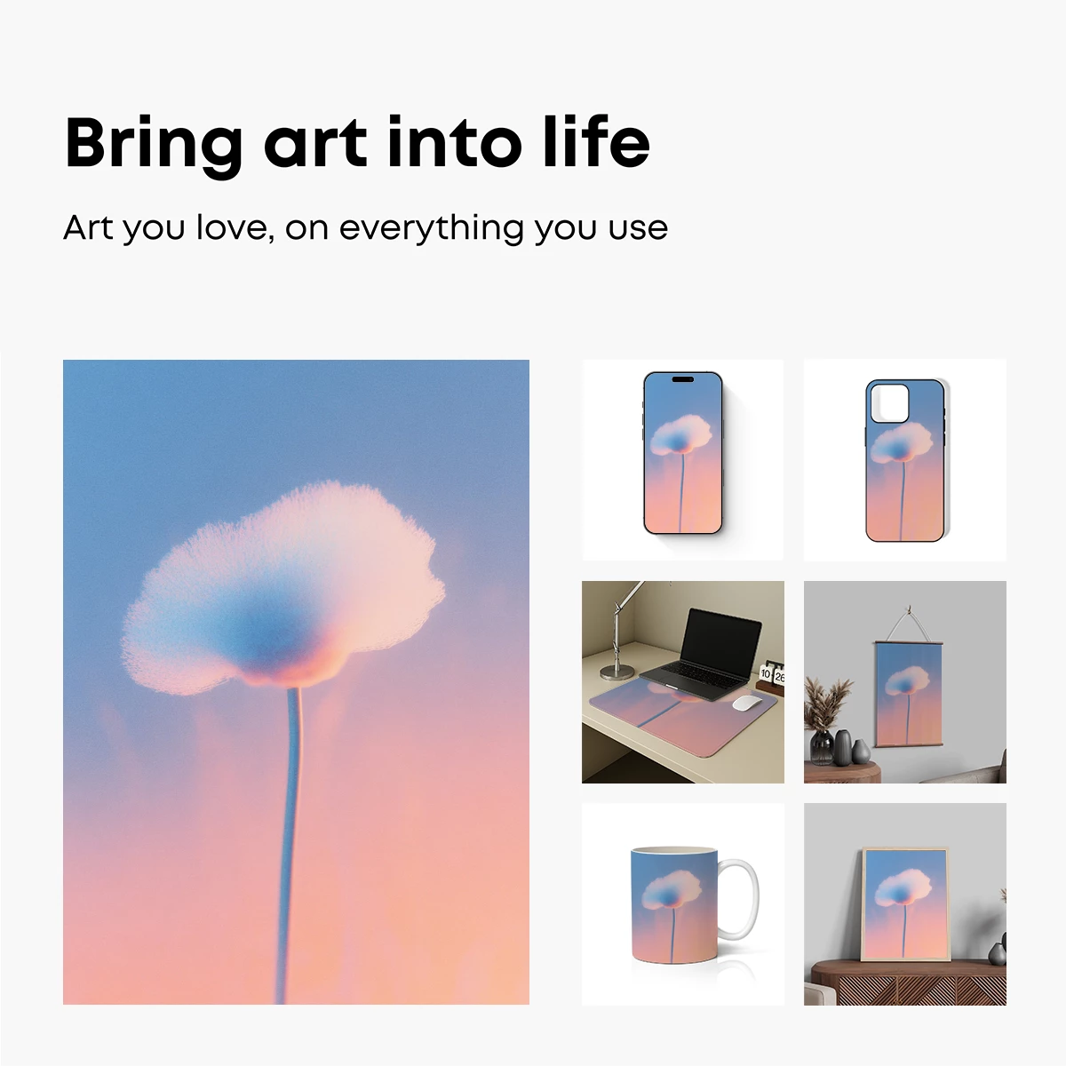 Ethereal Cloud Bloom: Pastel Fusion Art - Image 2