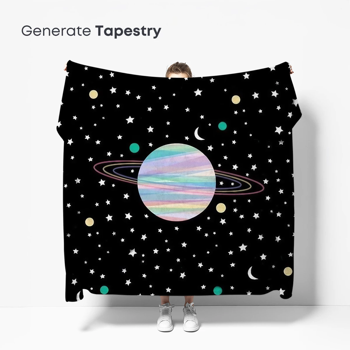 Cosmic Symphony: Pastel Planet in Starry Night - Image 5