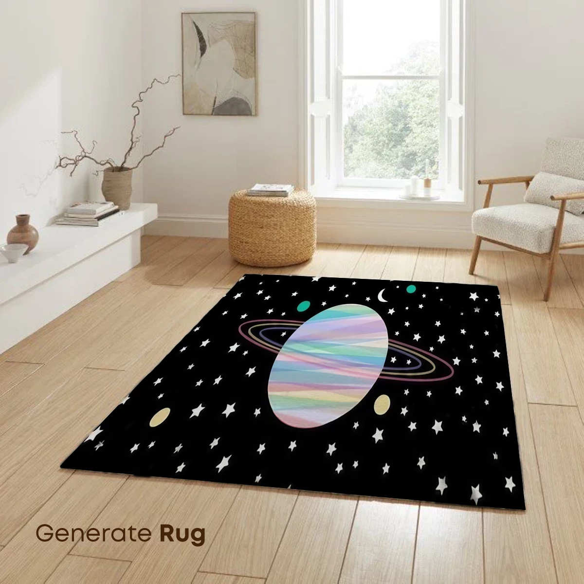 Cosmic Symphony: Pastel Planet in Starry Night - Image 6