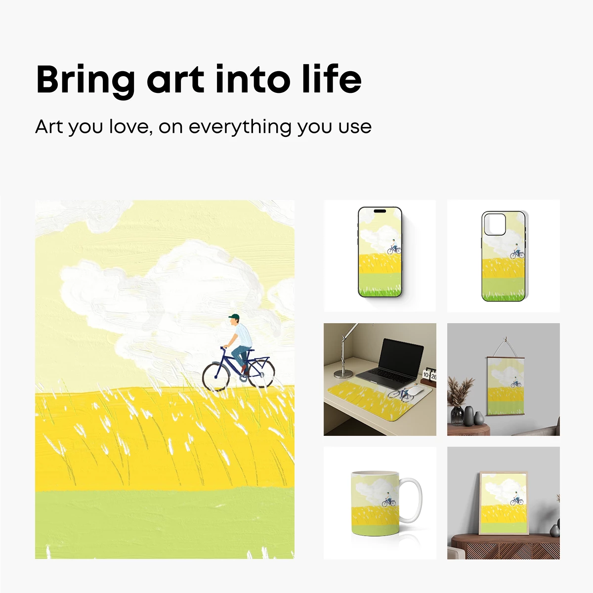 Cyclist in the Golden Fields - Image 2