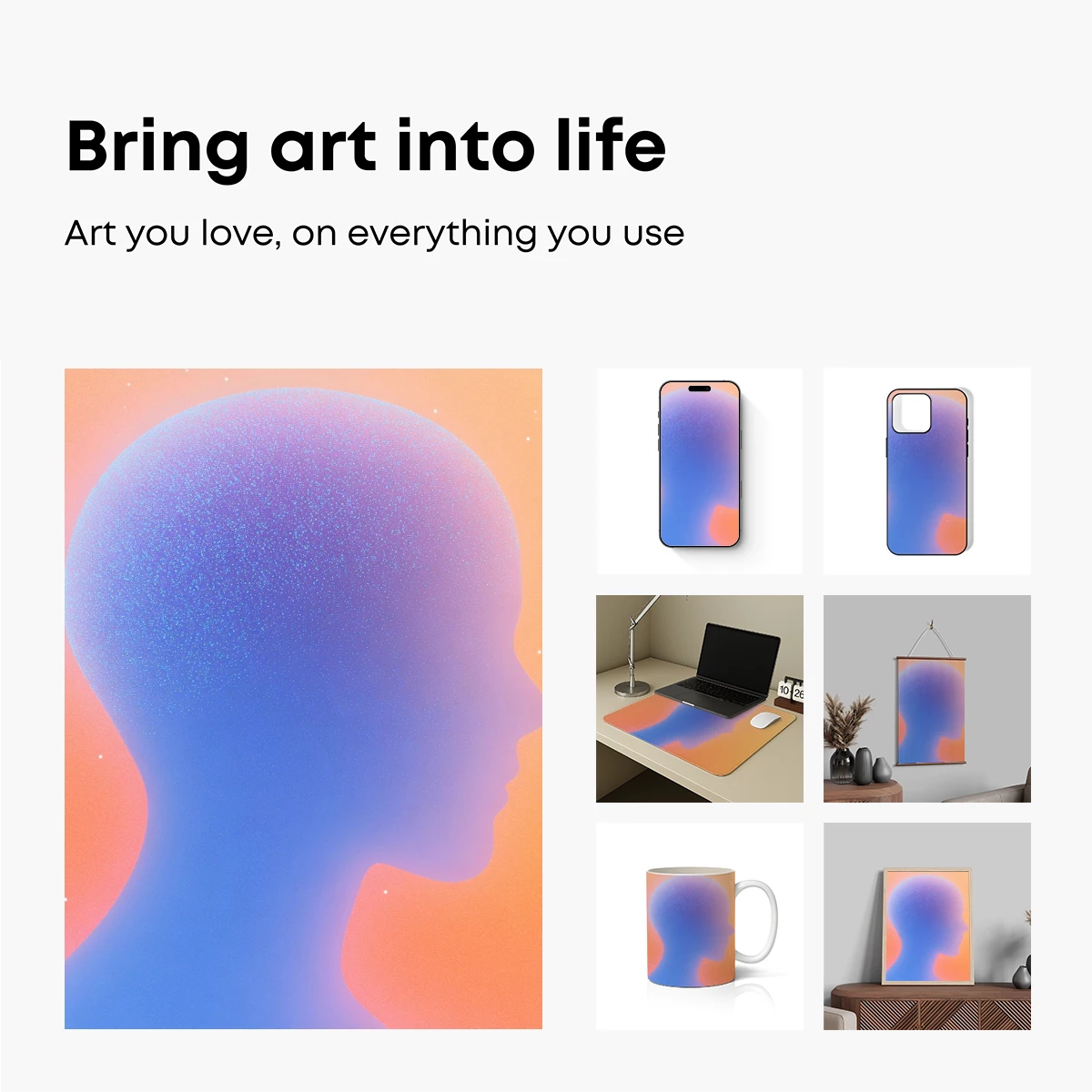 Ethereal Silhouette: Gradient Profile in Cosmic Glow - Image 2