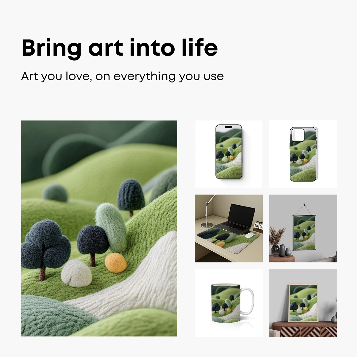 Felted Forest Whimsy: Textured Green Landscapes - Image 2