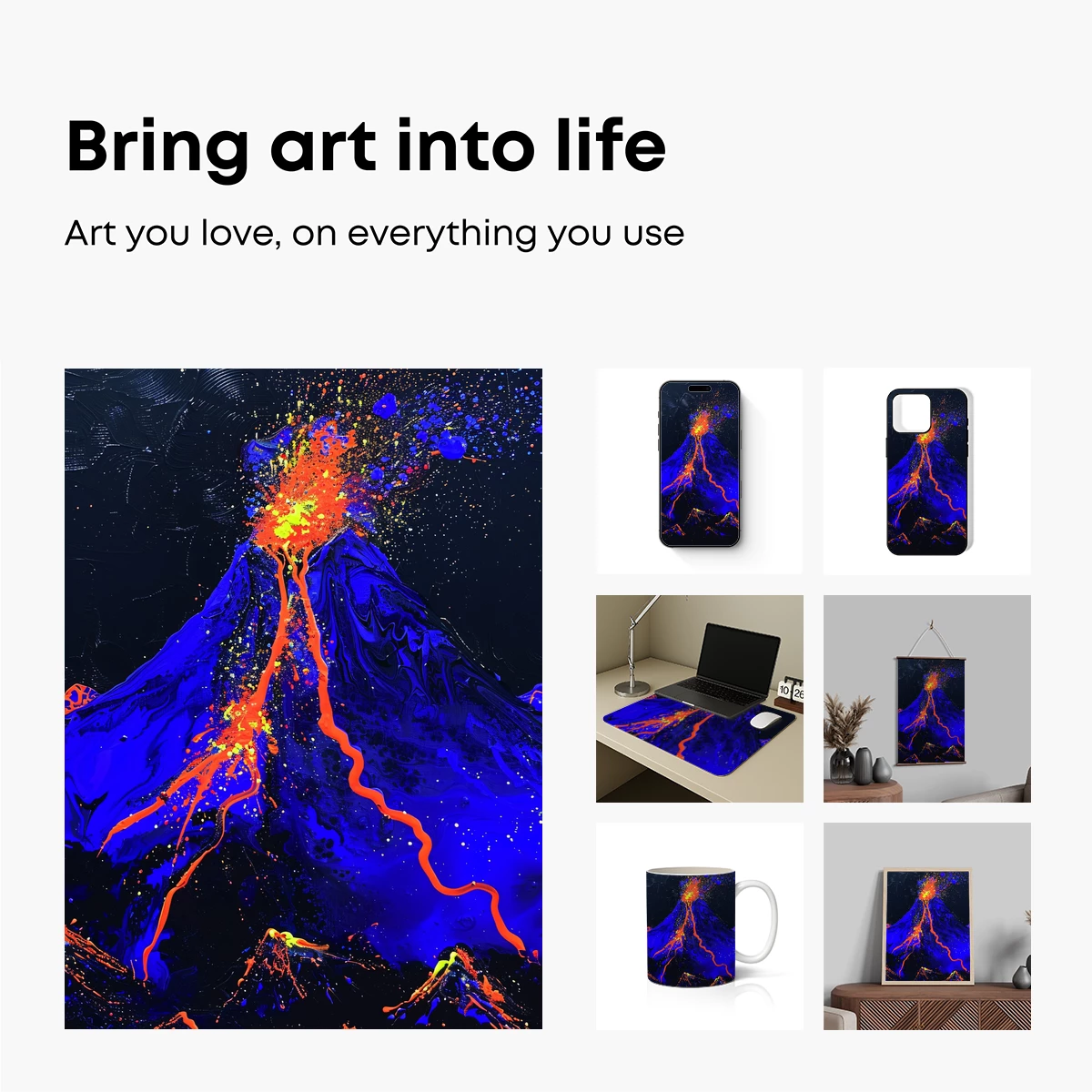 Erupting Cosmic Volcano: Abstract Fusion Art - Image 2