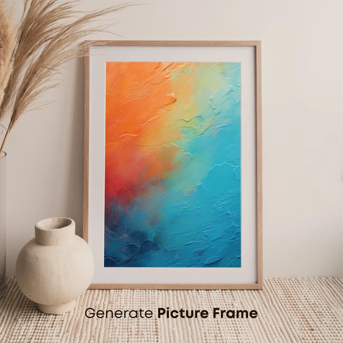 Abstract Sunset Fusion: Textured Canvas Dreams - Image 7
