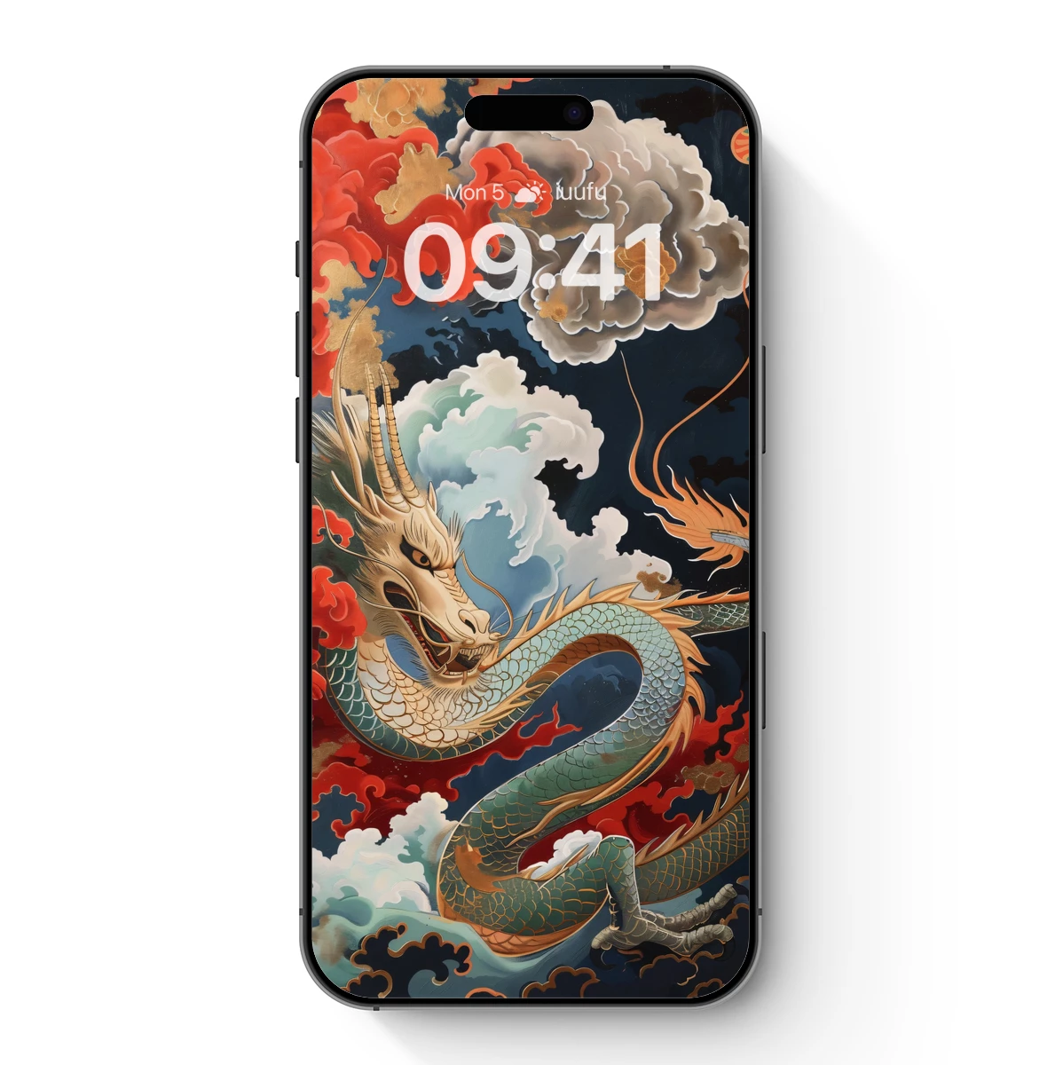 Ethereal Dragon Amidst Celestial Flames