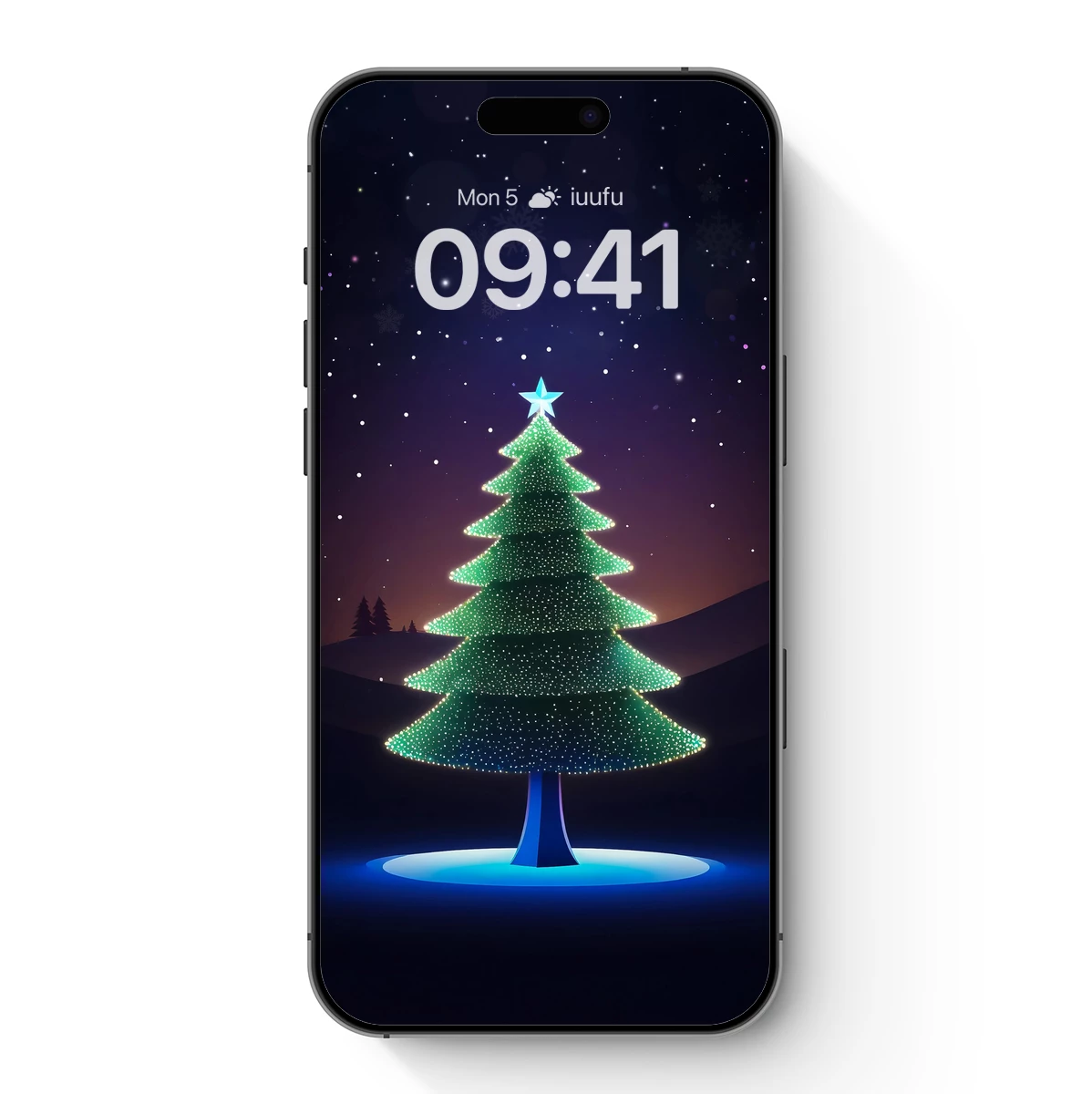 Illuminated Christmas Tree in Starlit Night Illuminated Christmas Tree in Starlit Night