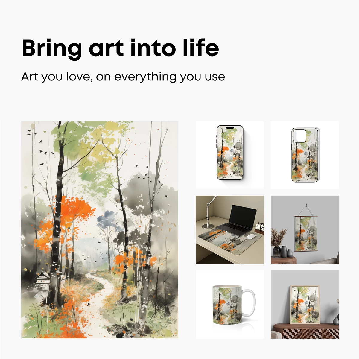 Autumnal Forest Path: Watercolor Whispers - Image 2