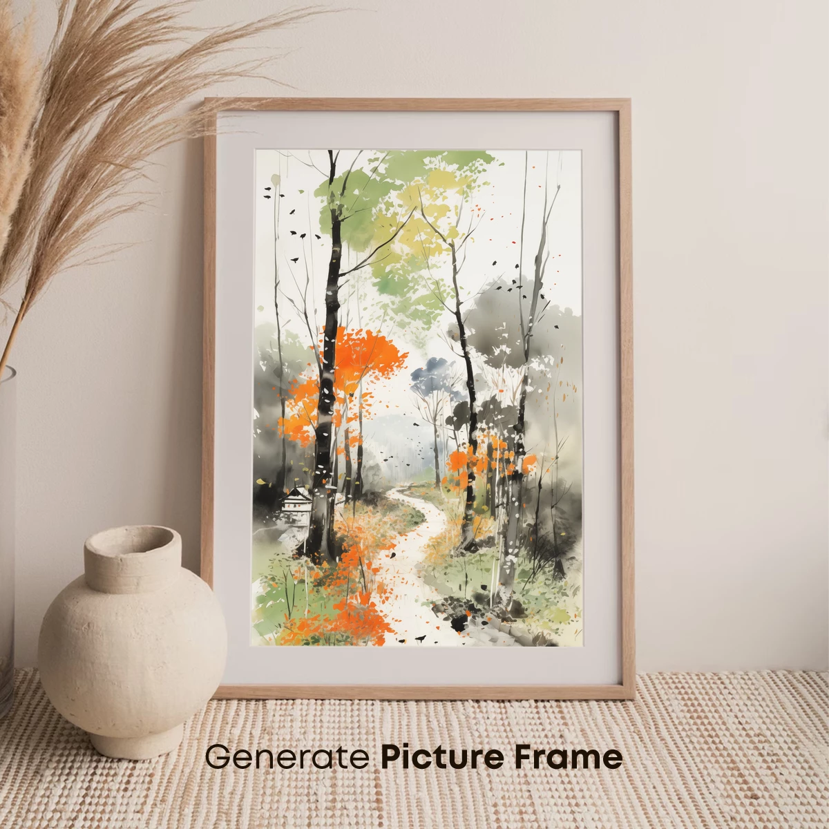 Autumnal Forest Path: Watercolor Whispers - Image 7