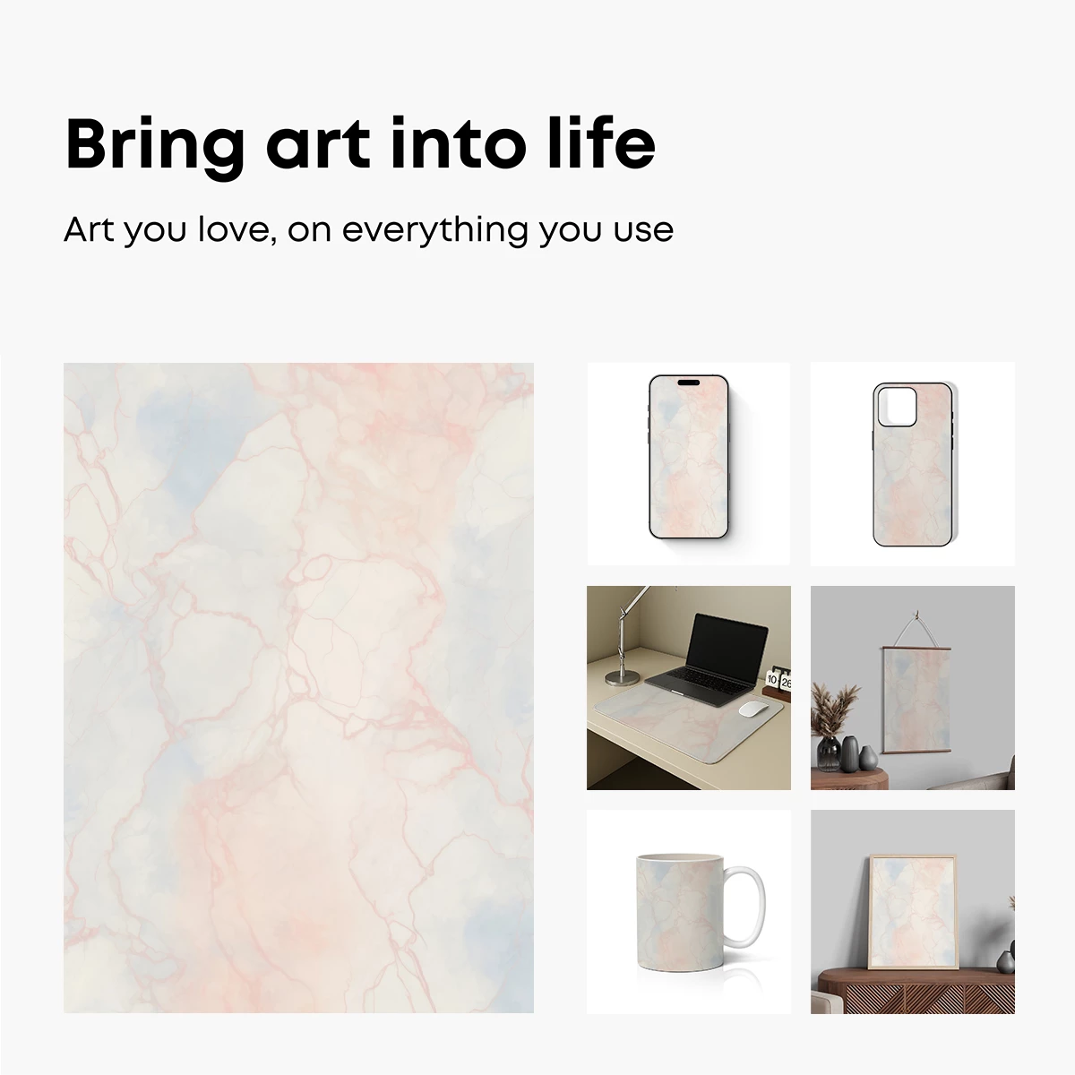 Ethereal Marble Veins: Pink and Blue Harmony - Image 2