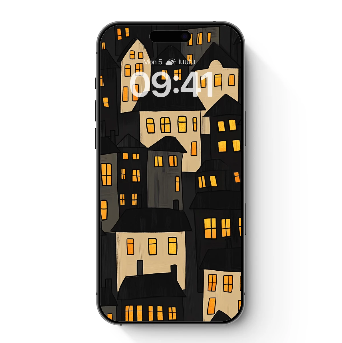 Glowing Night Village: Cozy Windows in Shadowy Silhouettes Glowing Night Village: Cozy Windows in Shadowy Silhouettes