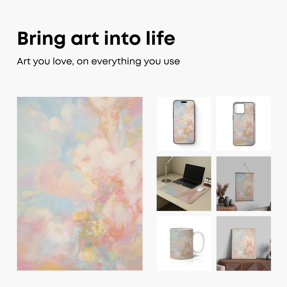 Pastel Floral Symphony: Impressionist Clouds