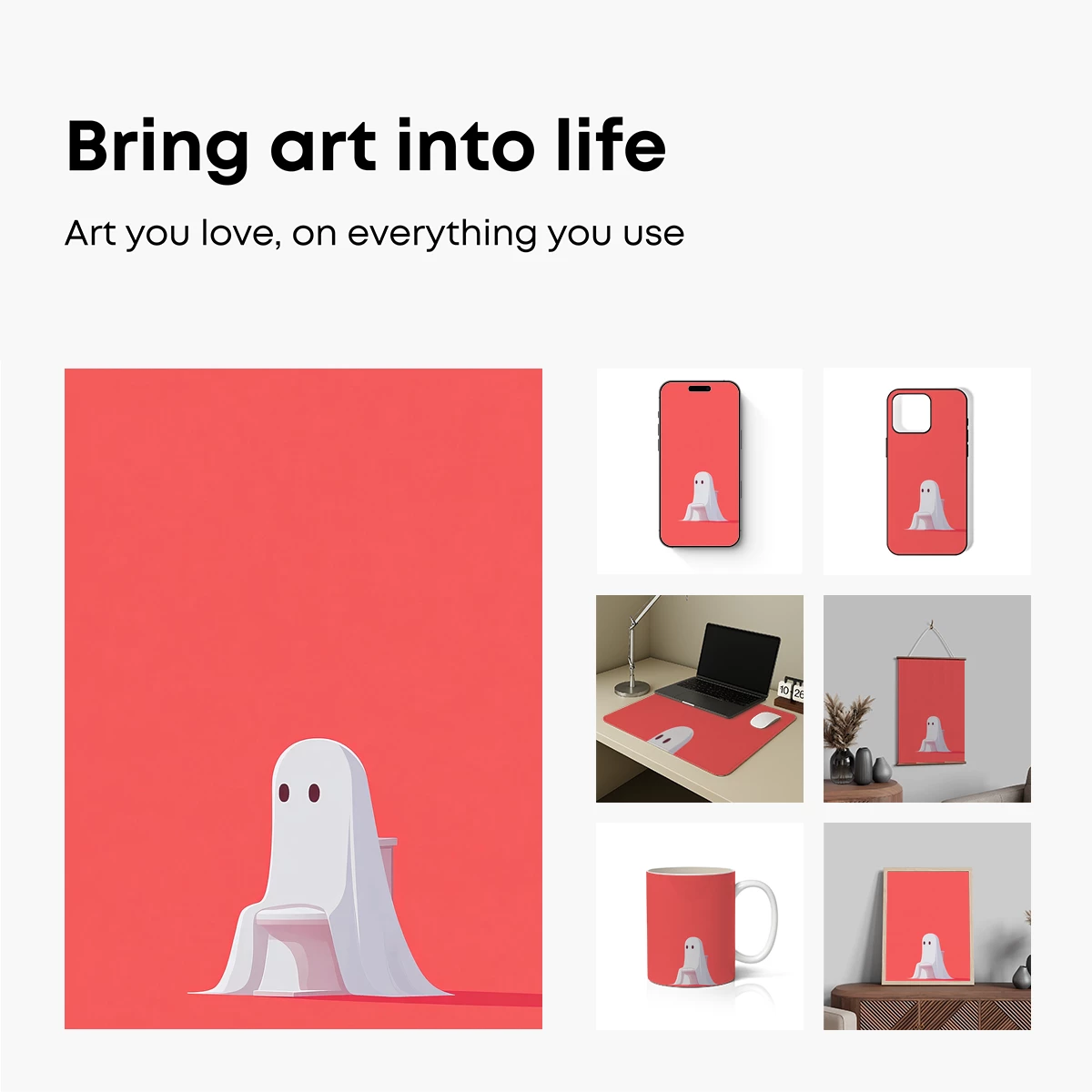 Ghostly Chair: Minimalist Mystery in Coral Hue - Image 2