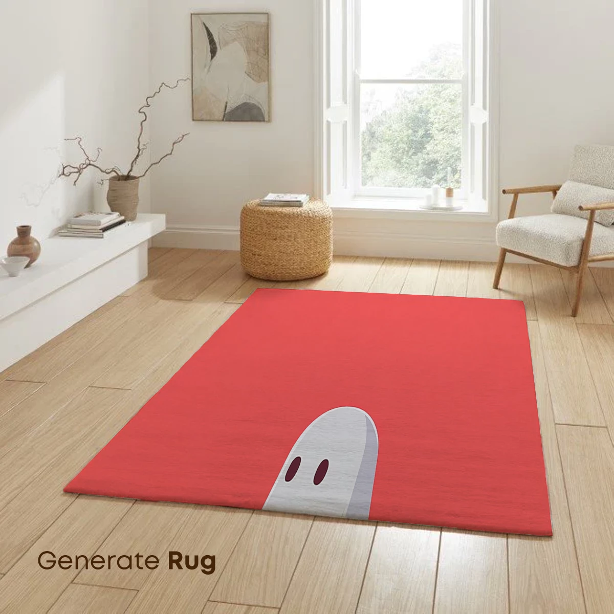 Ghostly Chair: Minimalist Mystery in Coral Hue - Image 6