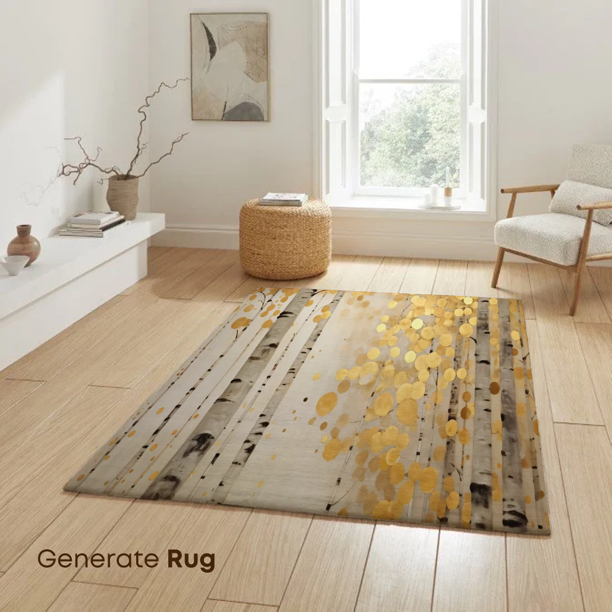 Golden Birch Whispers: Abstract Forest Glow - Image 6